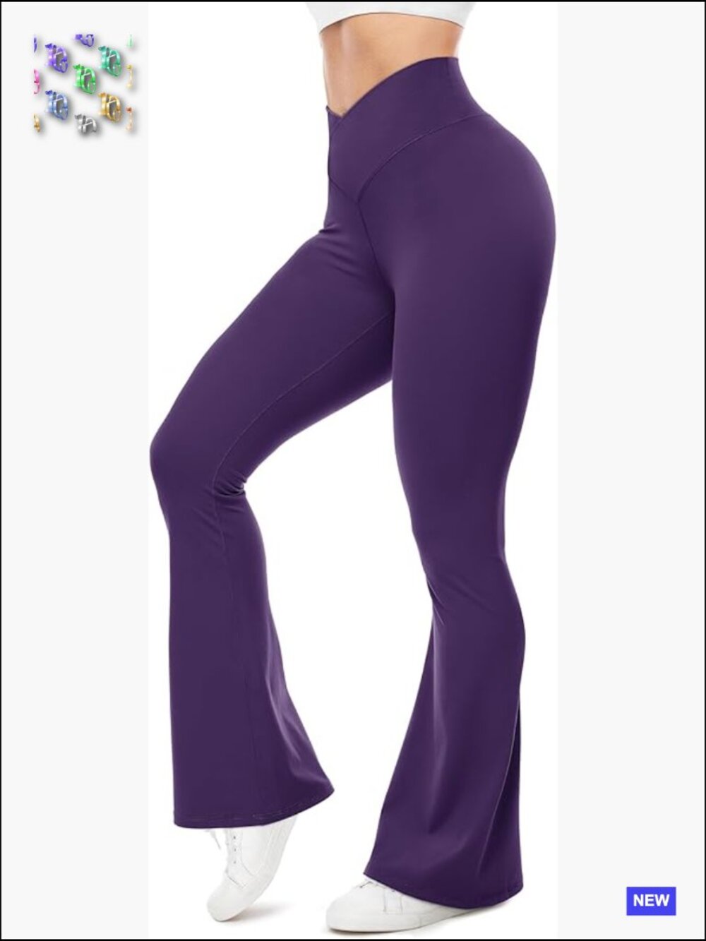 Flare Leggings with Tummy Control V Crossover High Waisted Yoga Pants Bootcut